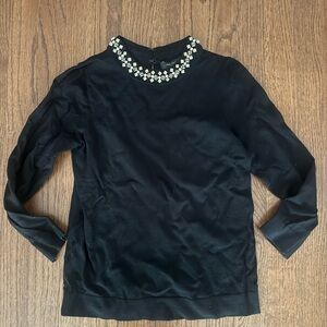 Ann Taylor Black Top with Beaded Neckline